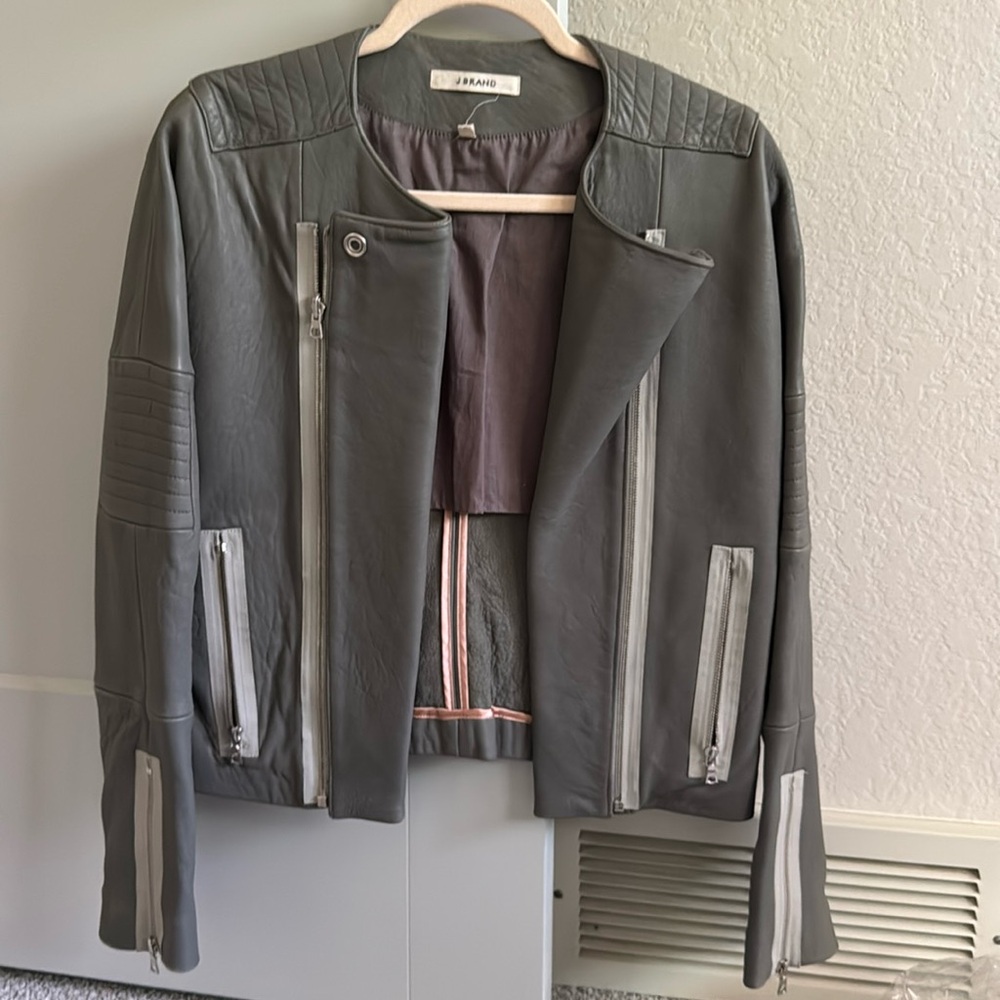 Women’s J Brand Gray Leather Jacket